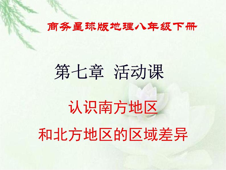 商务星球版地理八年级下册 第七章 活动课 认识南方地区和北方地区的区域差异 课件第1页