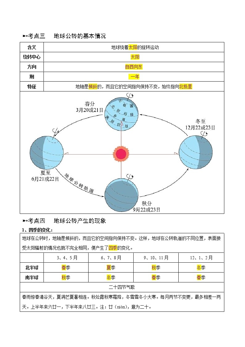 专题02  地球的运动（晨读晚默）-备战2023年中考地理一轮复习考点帮（全国通用）02