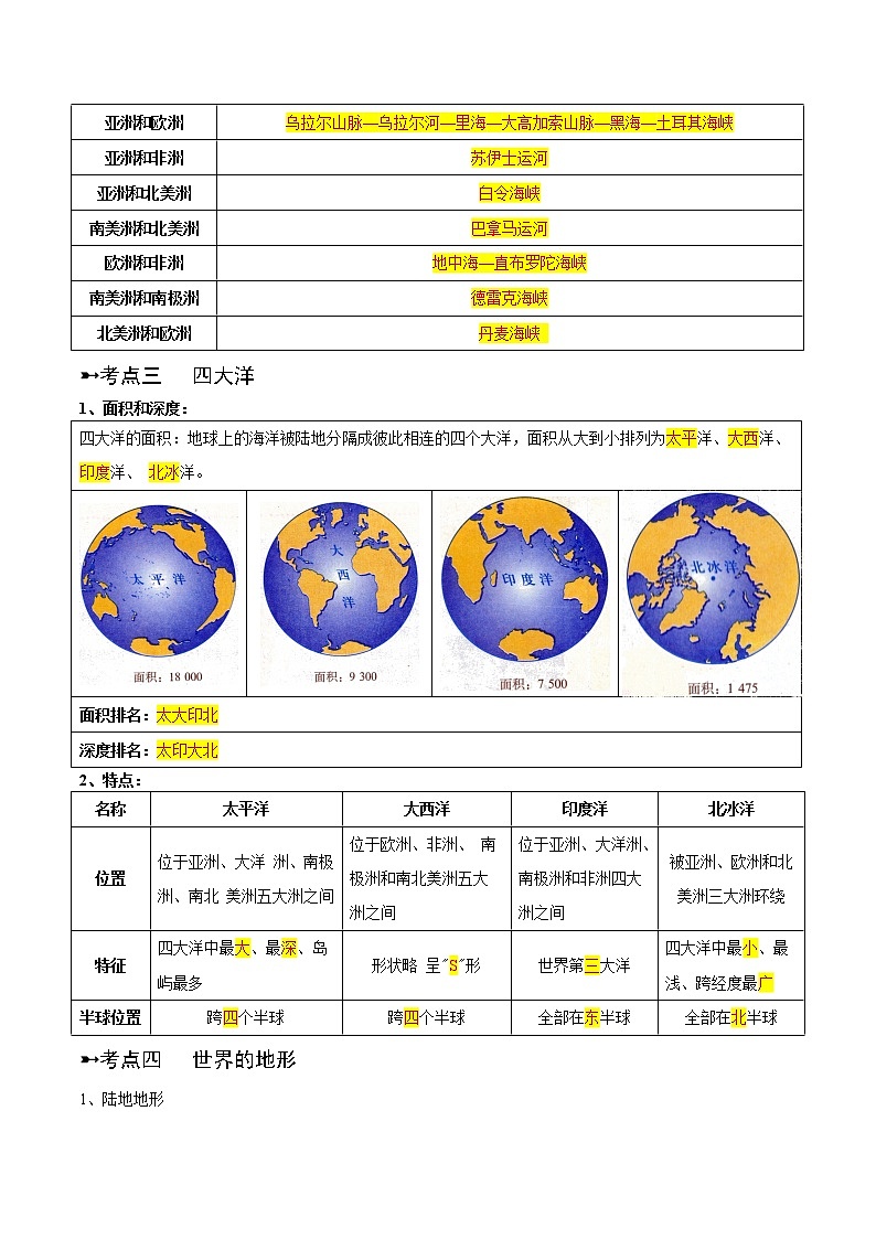 专题04  陆地和海洋（晨读晚默）-备战2023年中考地理一轮复习考点帮（全国通用）03