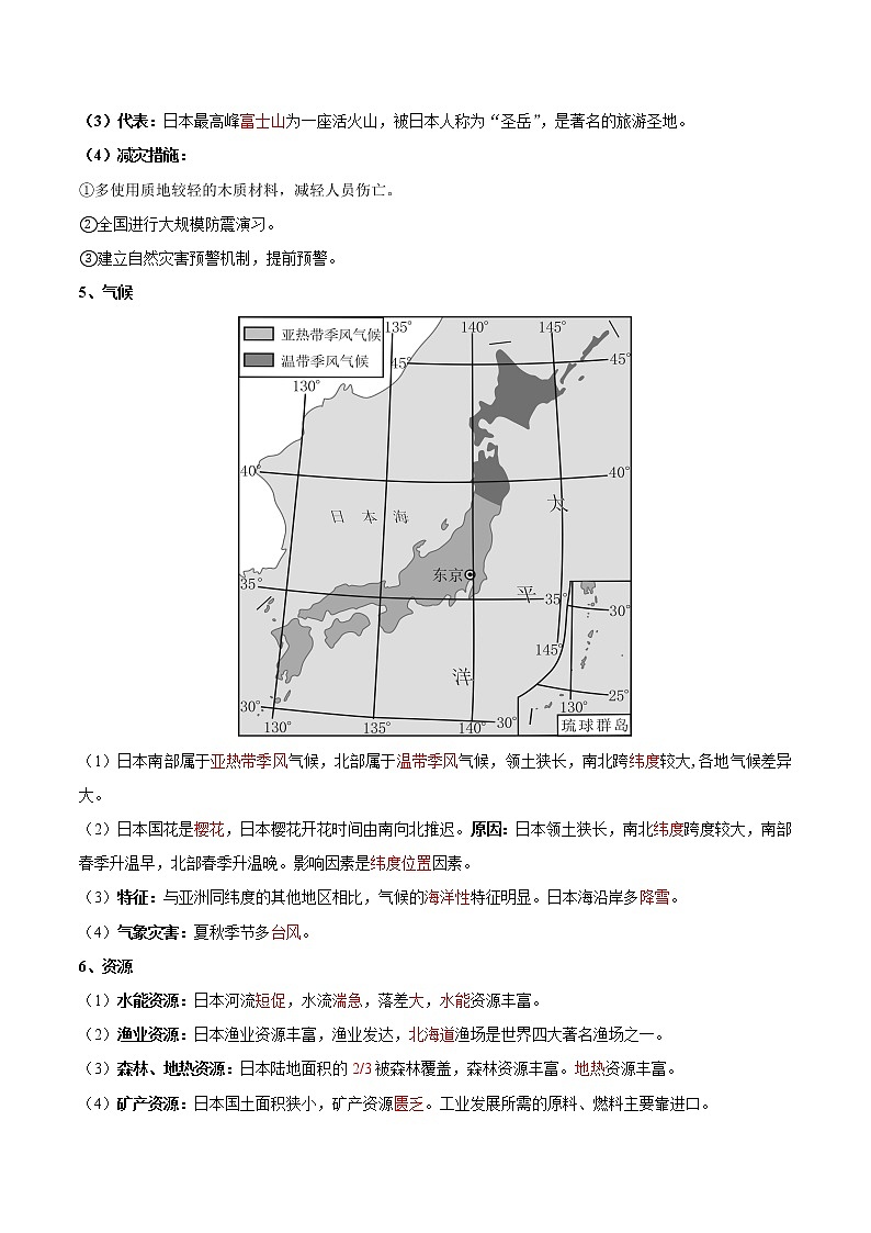 专题13  日本和埃及（晨读晚默）-备战2023年中考地理一轮复习考点帮（全国通用）03
