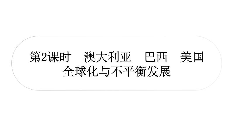 星球版中考地理复习第八、九章不同类型的国家全球化与不平衡发展第2课时澳大利亚巴西美国全球化与不平衡发展作业课件第1页