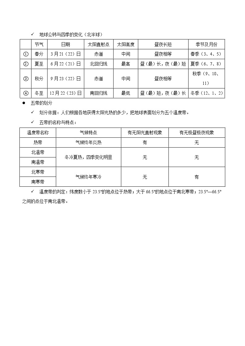 主题二 地球的运动——2023年中考地理必背知识点梳理第3页