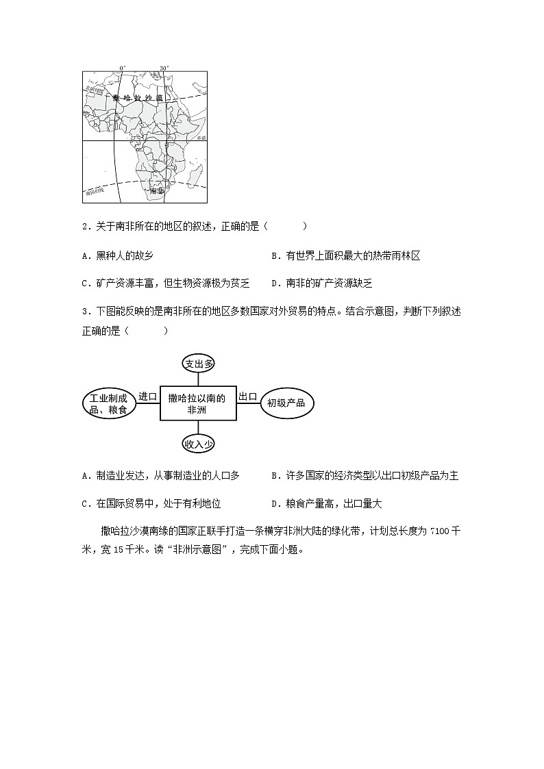 2023年中考地理一轮复习--专题10 了解区域-中东地区、撒哈拉以南非洲 （专项测试）（原卷版+解析版）第2页