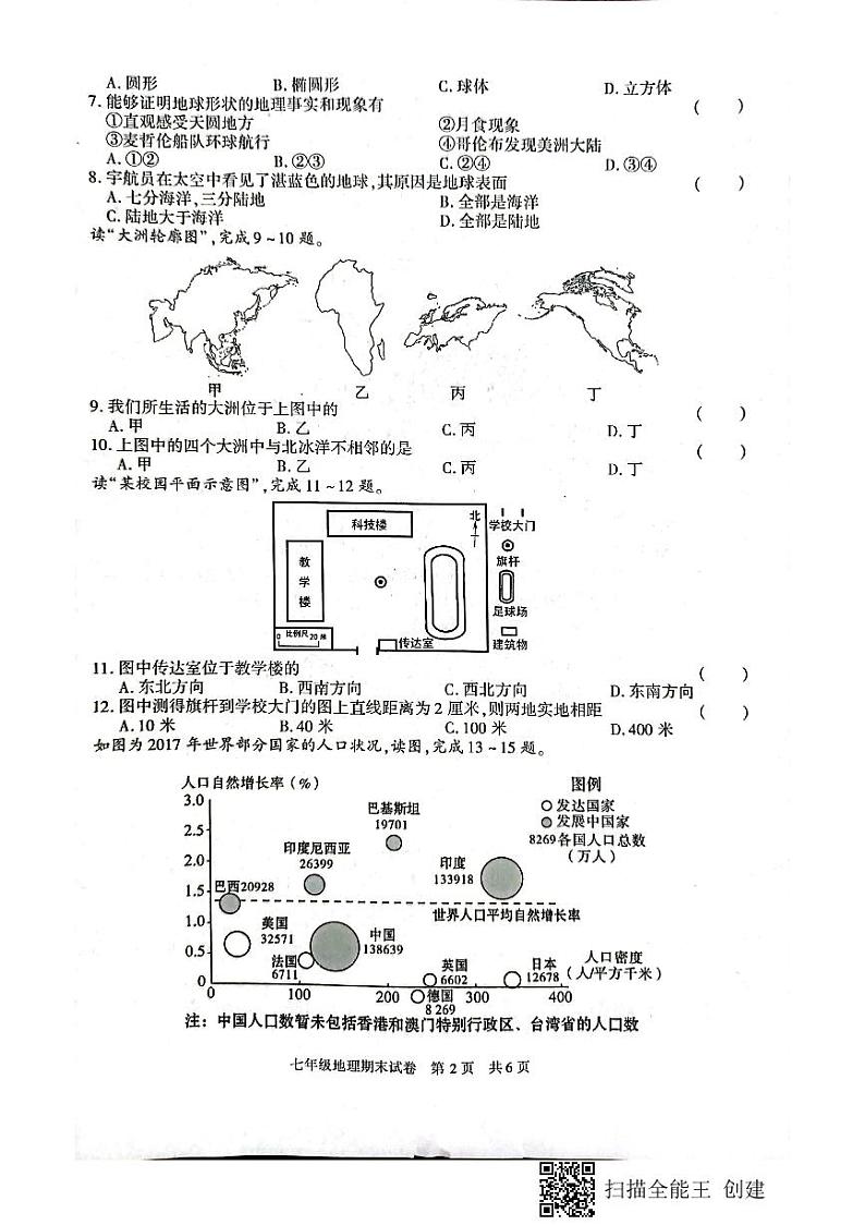 陕西省西安市长安区2022-2023学年七年级上学期期末地理试卷02