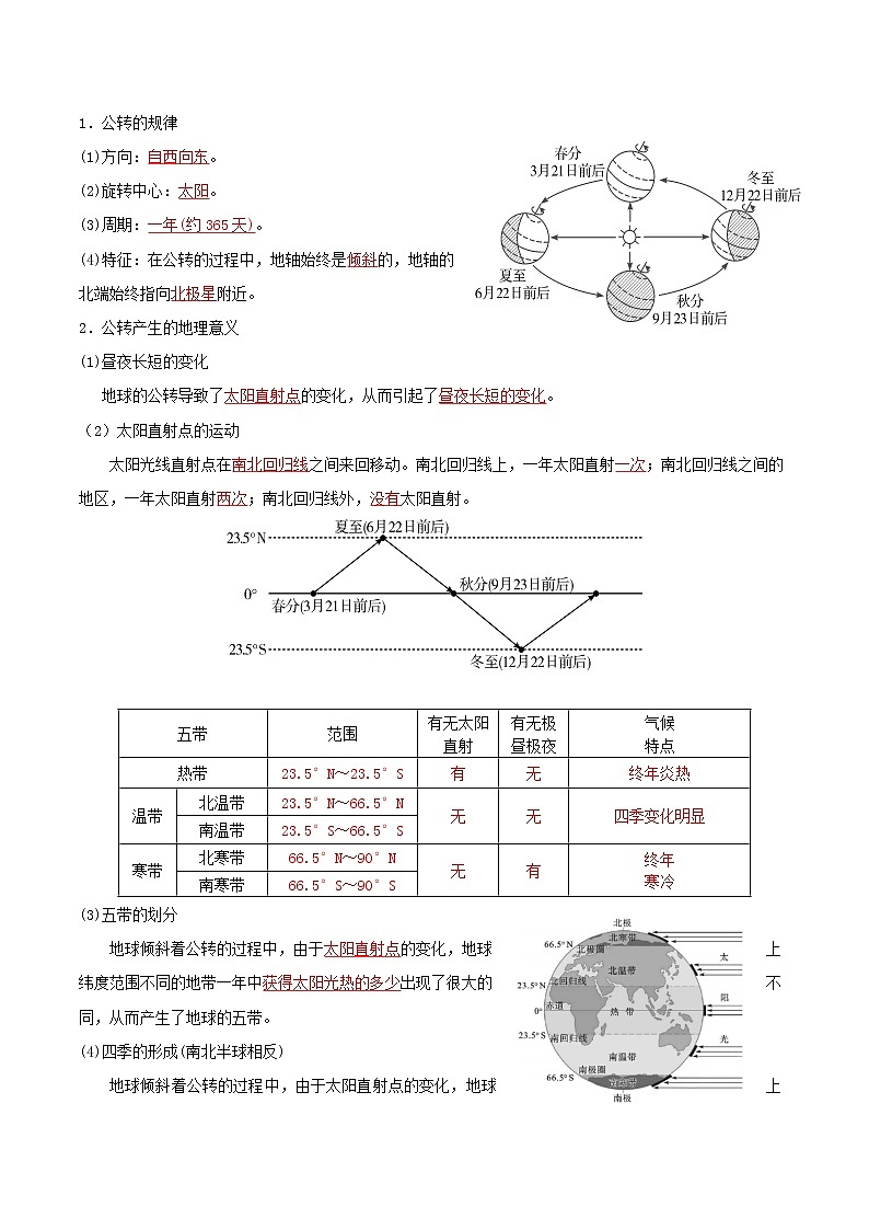 【中考一轮复习】新课标中考地理一轮复习：专题1 《地球》（第2课时）（地球的运动）课件+学案（解析版+学生版）03