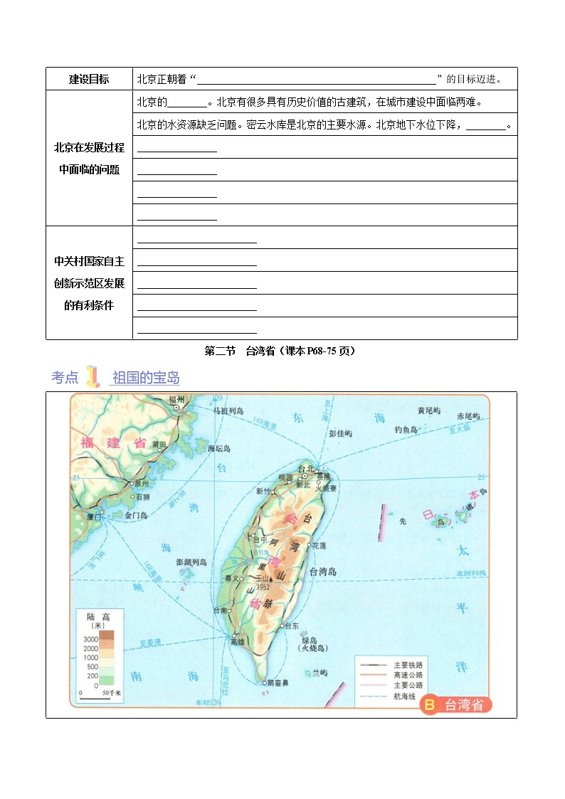 第七章  认识我国的区域（考点梳理学案）——2022-2023学年七年级下册地理单元复习训练（中图版）（原卷版）第3页