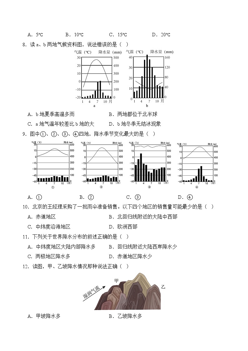 第三章 天气和气候（测试题）（试卷版）-七年级地理上册同步精品课堂（人教版）第2页