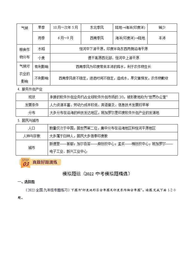 回归教材重难点  专题10  认识国家（印度、俄罗斯）（教师版）第3页