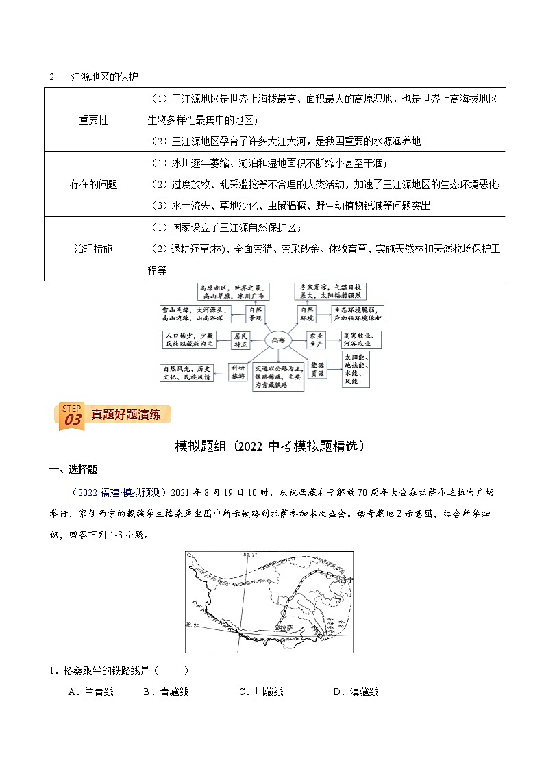 中考地理三轮冲刺过关  回归教材重难点  专题23  认识区域（青藏地区）03