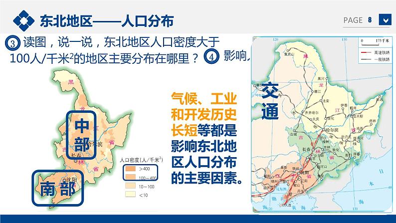 湘教版地理八年级下册 6.2 东北地区的人口与城市分布 课件第8页