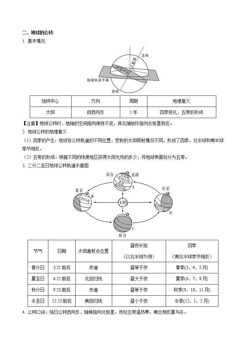 重难点02 地球的运动（原卷版+解析版）-2023年中考地理【热点·重点·难点】专练02
