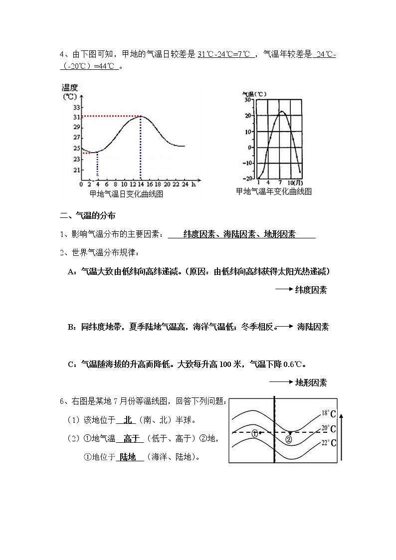 第三章  天气和气候知识要点（地理会考） 2022-2023学年六年级上册地理03