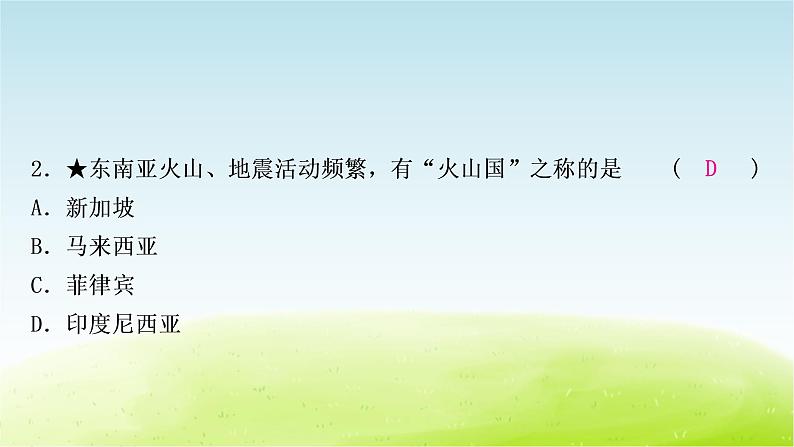 湘教版中考地理复习第一节东南亚第二节南亚第三节西亚作业课件第4页