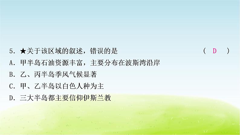 湘教版中考地理复习第一节东南亚第二节南亚第三节西亚作业课件第8页