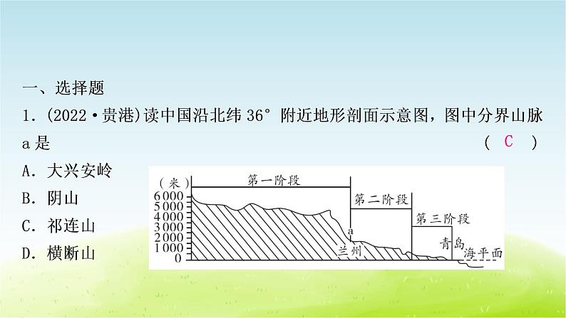 湘教版中考地理复习第一节中国的地形作业课件第2页