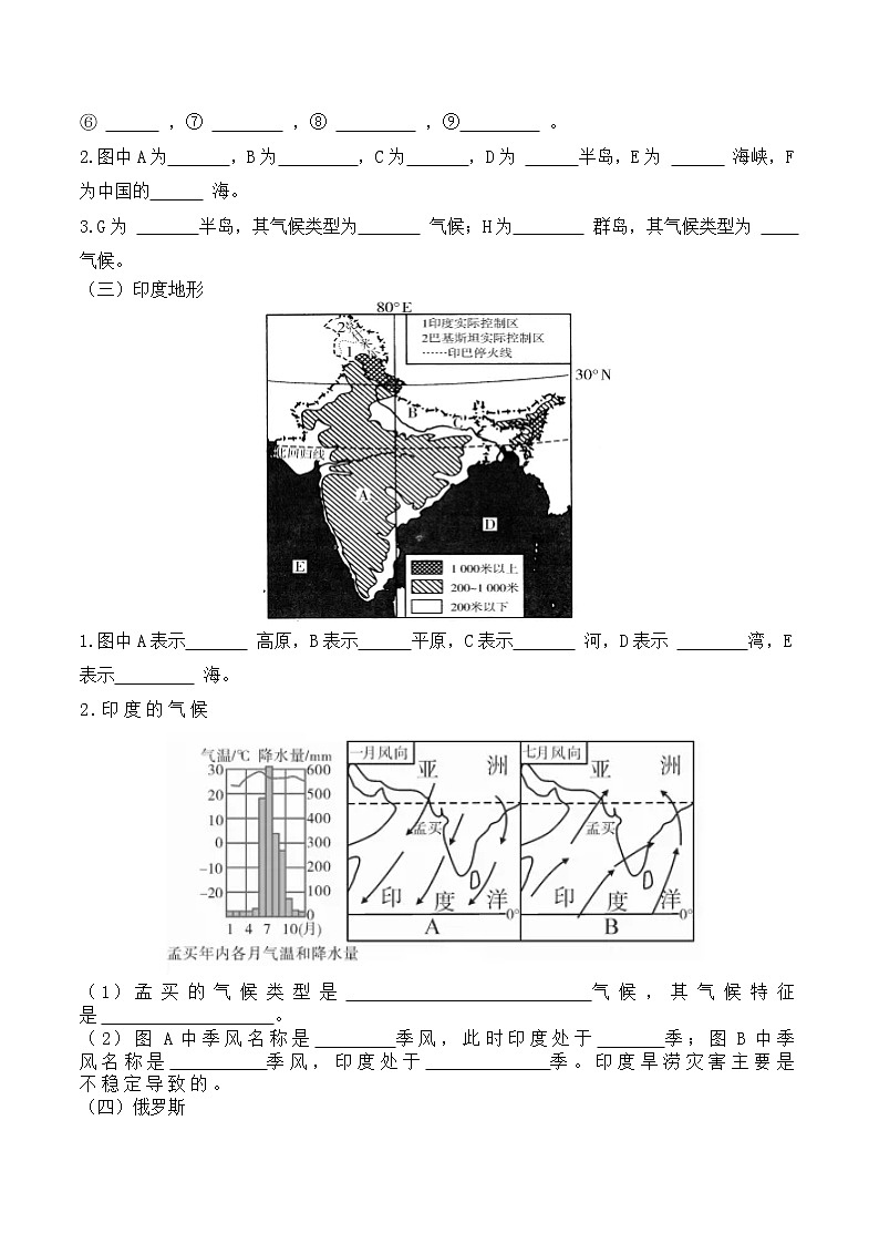 单元复习07 我们邻近的国家和地区（原卷版） - 副本第2页