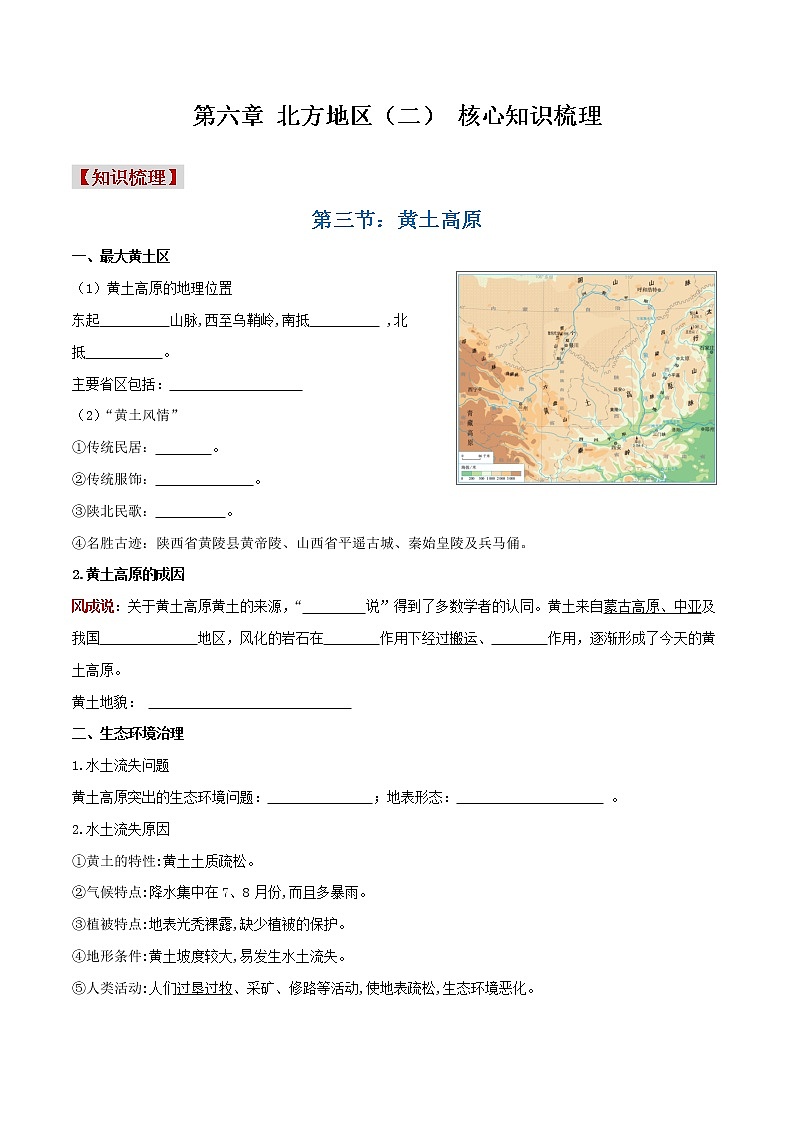 2022-2023年商务星球版地理八年级下册单元复习精讲精练：第六章 北方地区（二）（考点梳理）第1页