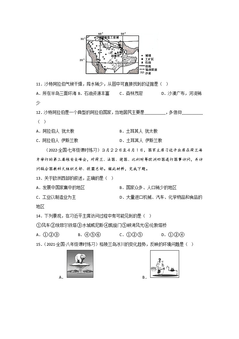 湘教版地理七年级下册期中模拟卷（三）（原卷版）第3页