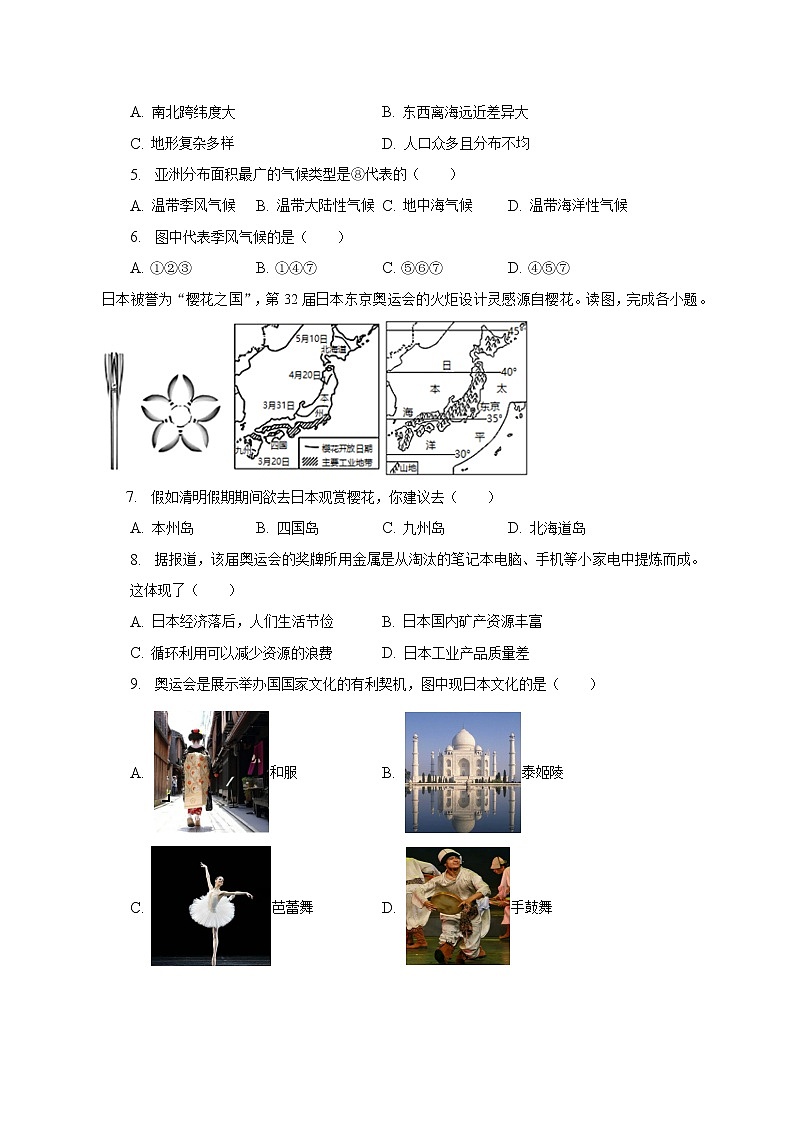 2022-2023学年山东省济南市槐荫区七年级（下）期中地理试卷（含解析）第2页