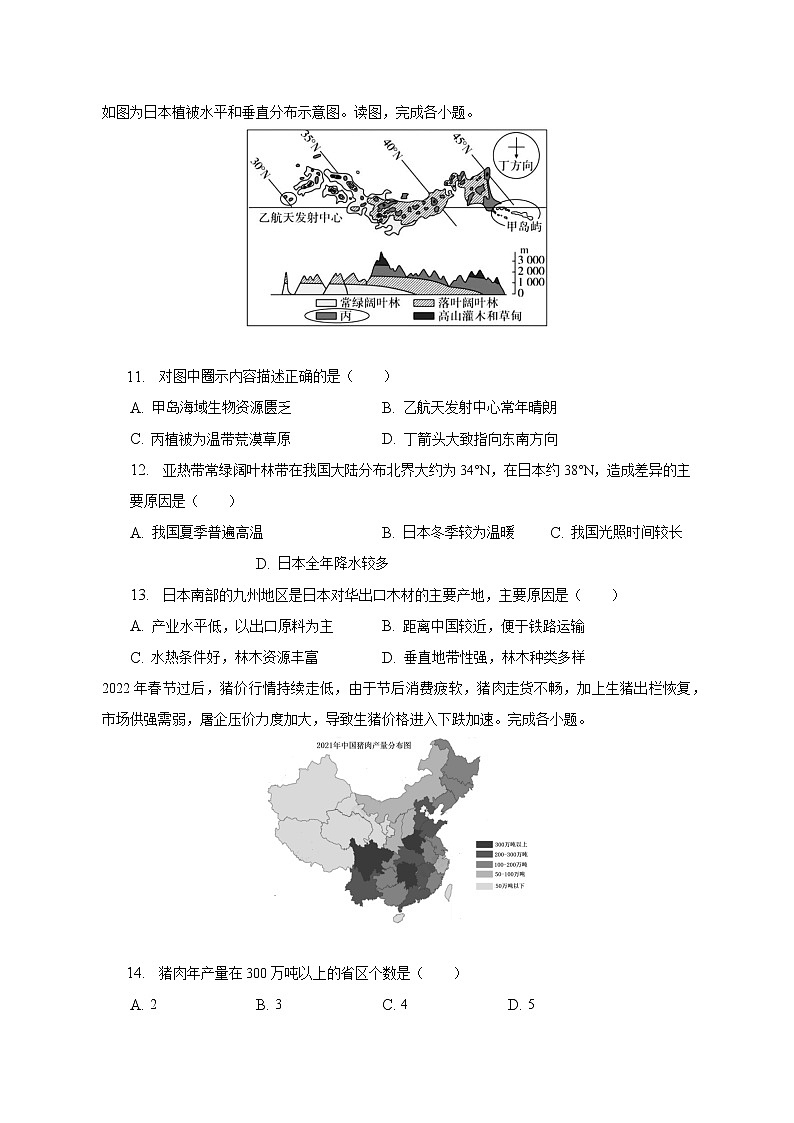 2023年湖南省株洲市中考地理模拟试卷（含解析）第3页