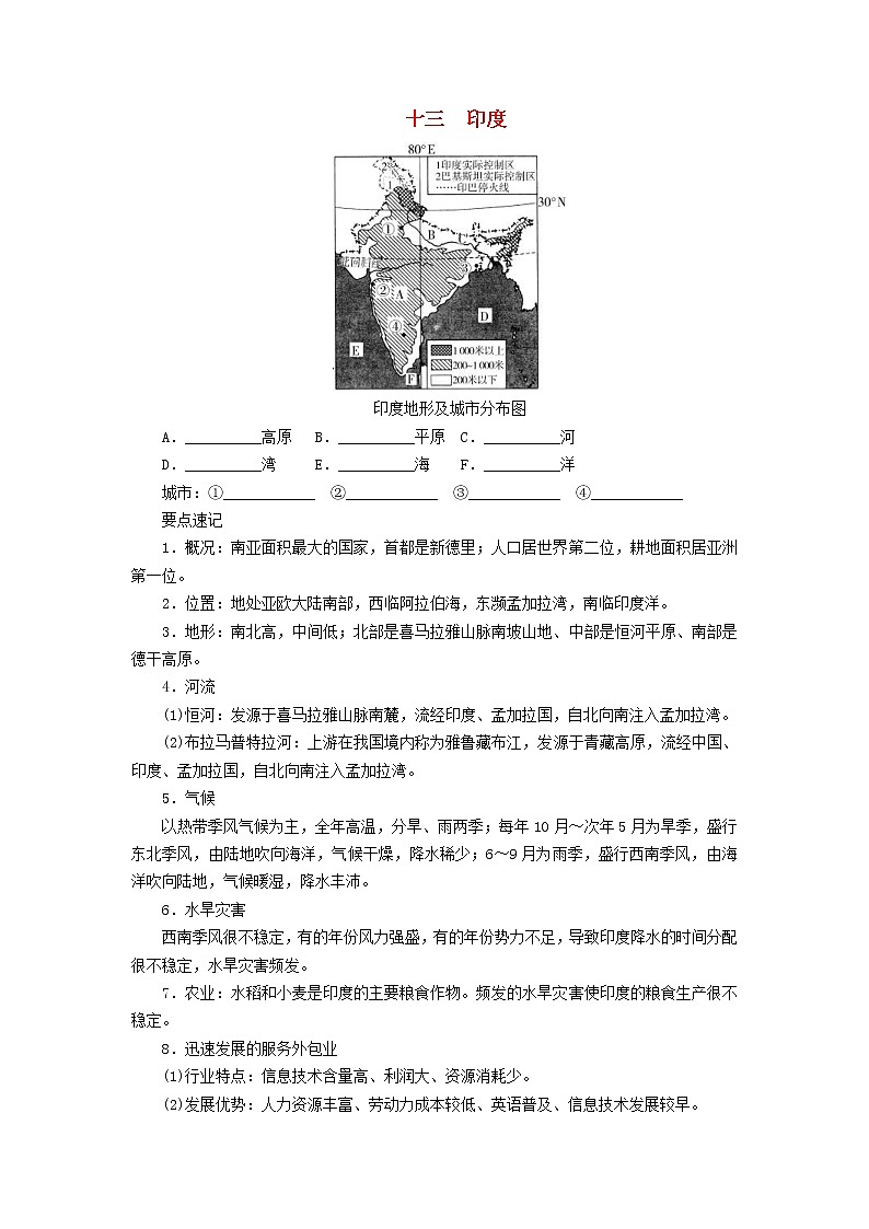 中考地理一轮复习填图速记手册全册（26份，含答案） 试卷01
