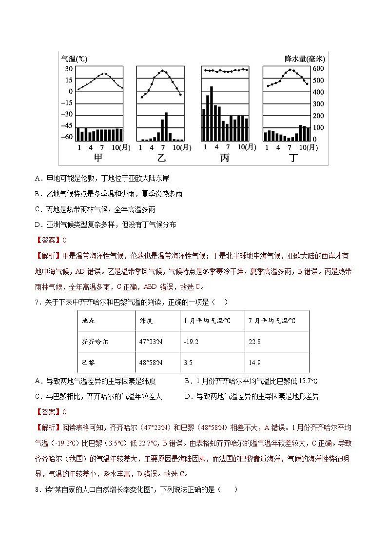 中考地理模拟试卷十六（含答案）第3页