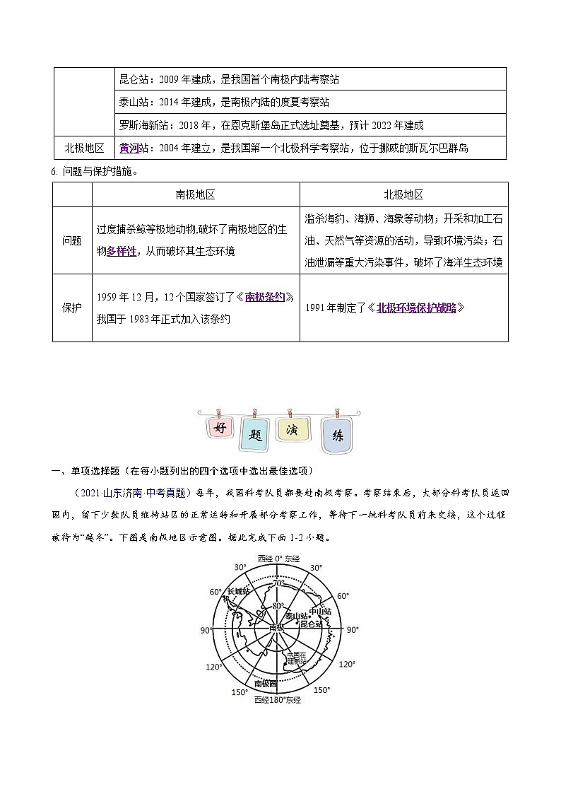中考地理二轮复习冲刺练习专题11 极地地区（解析版）第2页