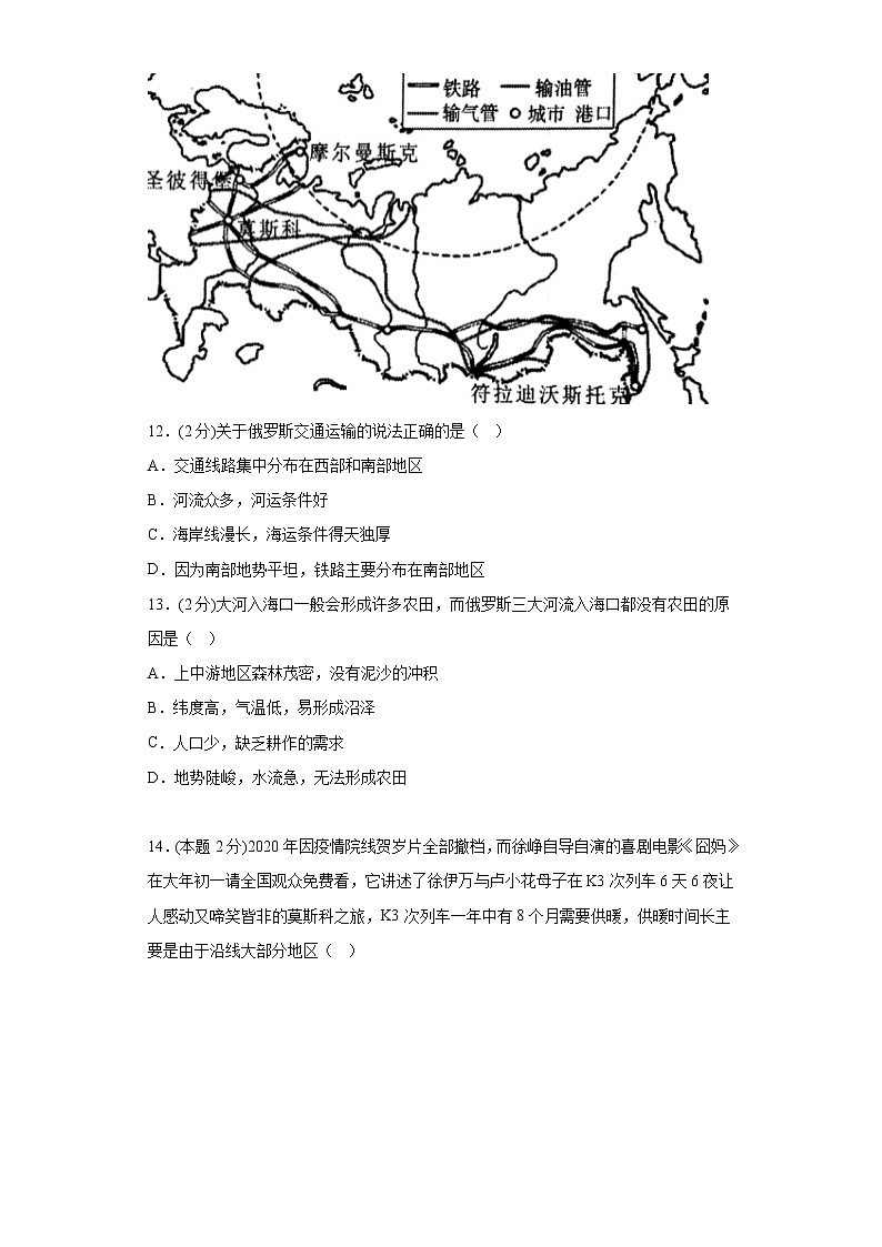 7.4俄罗斯练习鲁教版（五四制）地理六年级下册03