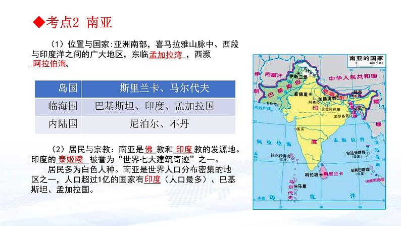 中考地理一轮复习课件专题12.2 了解地区：东南亚与南亚(含答案)08