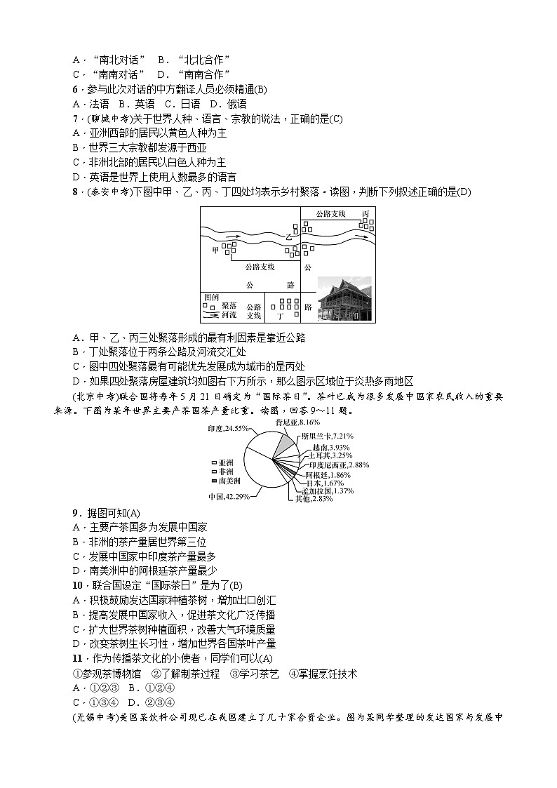 第四、第五章　居民与聚落　发展与合作 试卷02