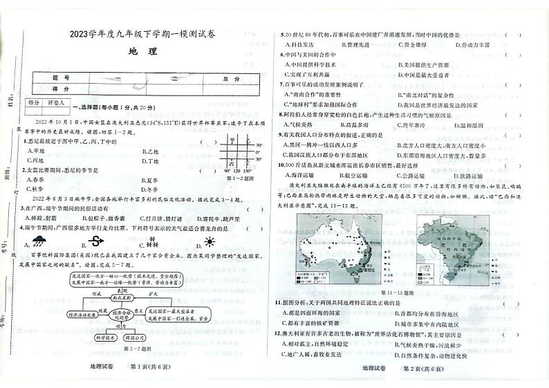 2023年吉林省白山市临江市中考一模地理试题01