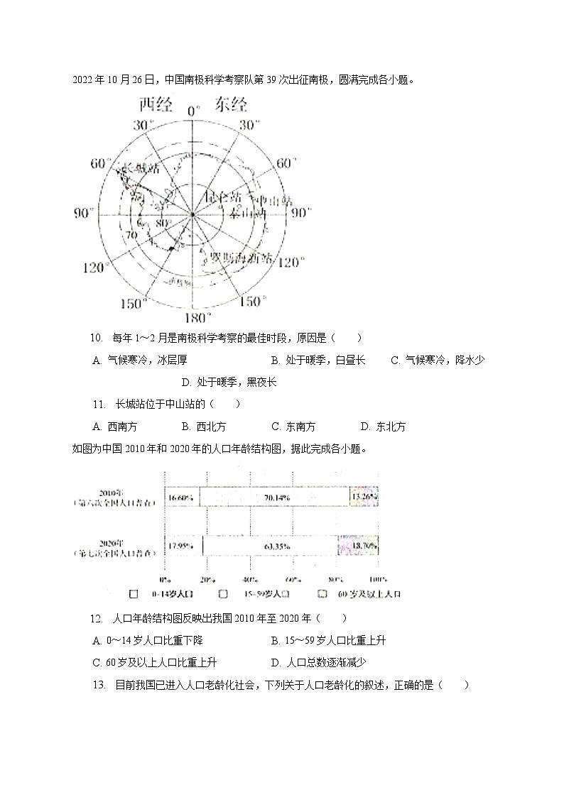 2023年吉林省长春市中考地理一模试卷（含解析）03
