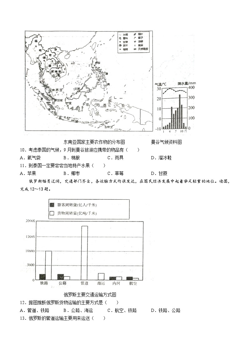 辽宁省鞍山市铁西区2022-2023学年七年级下学期期中地理试题（含答案）03