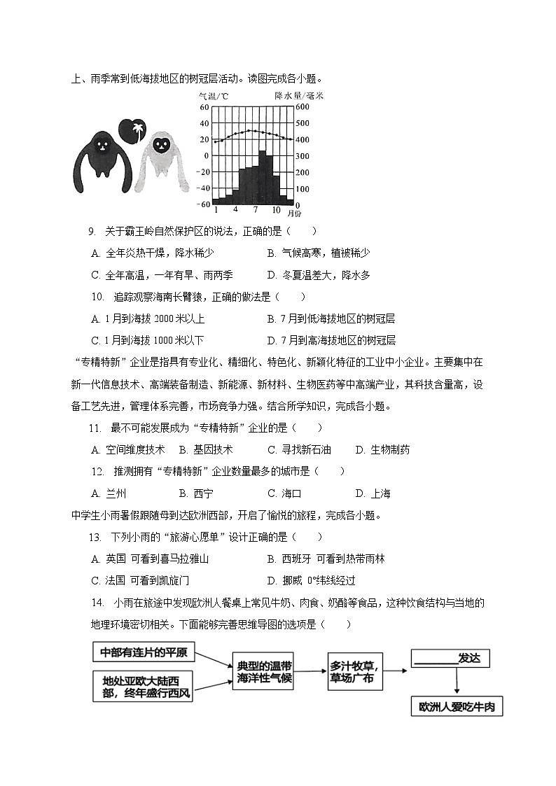 2023年海南省东方市港务中学中考地理一模试卷（含解析）03