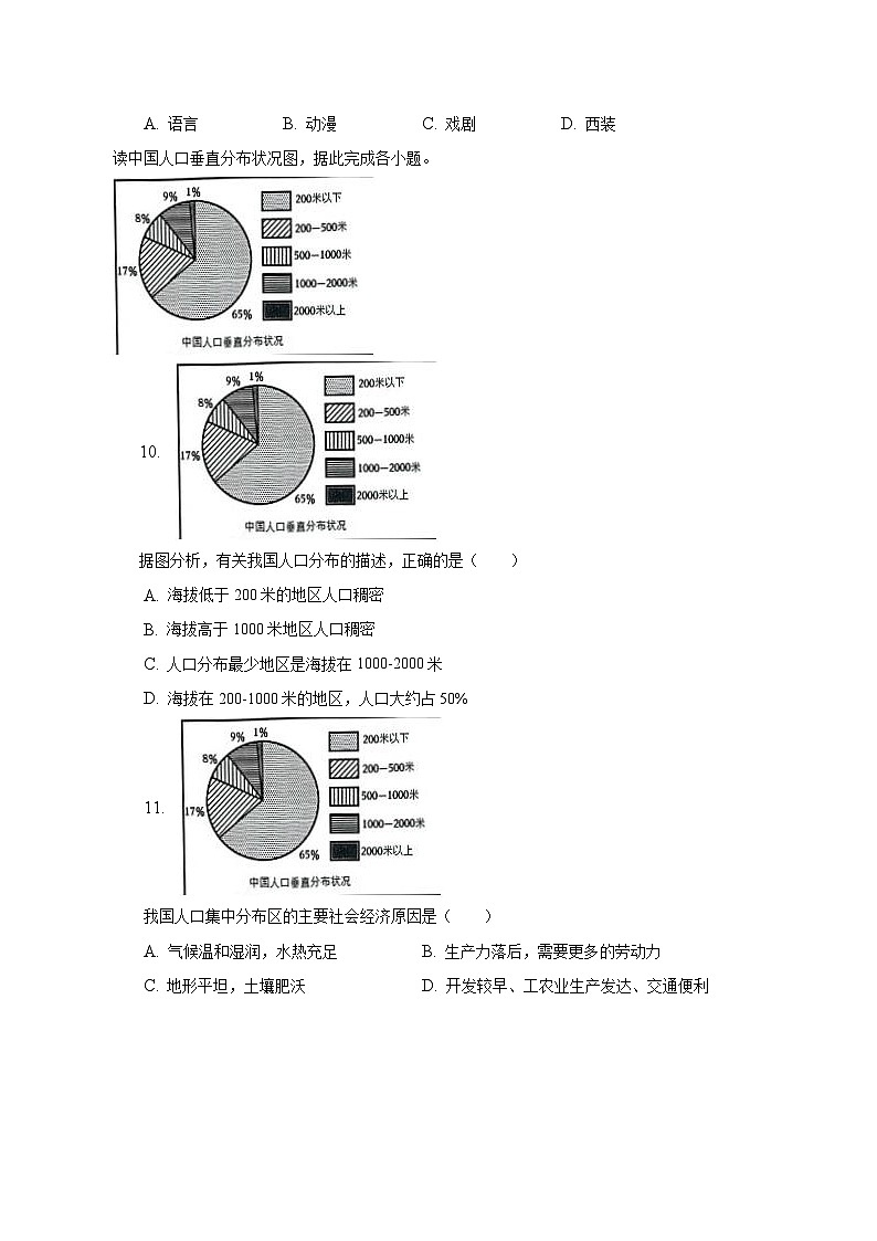 2023年广西柳州市、南宁市中考地理适应性试卷（二）（含解析）03