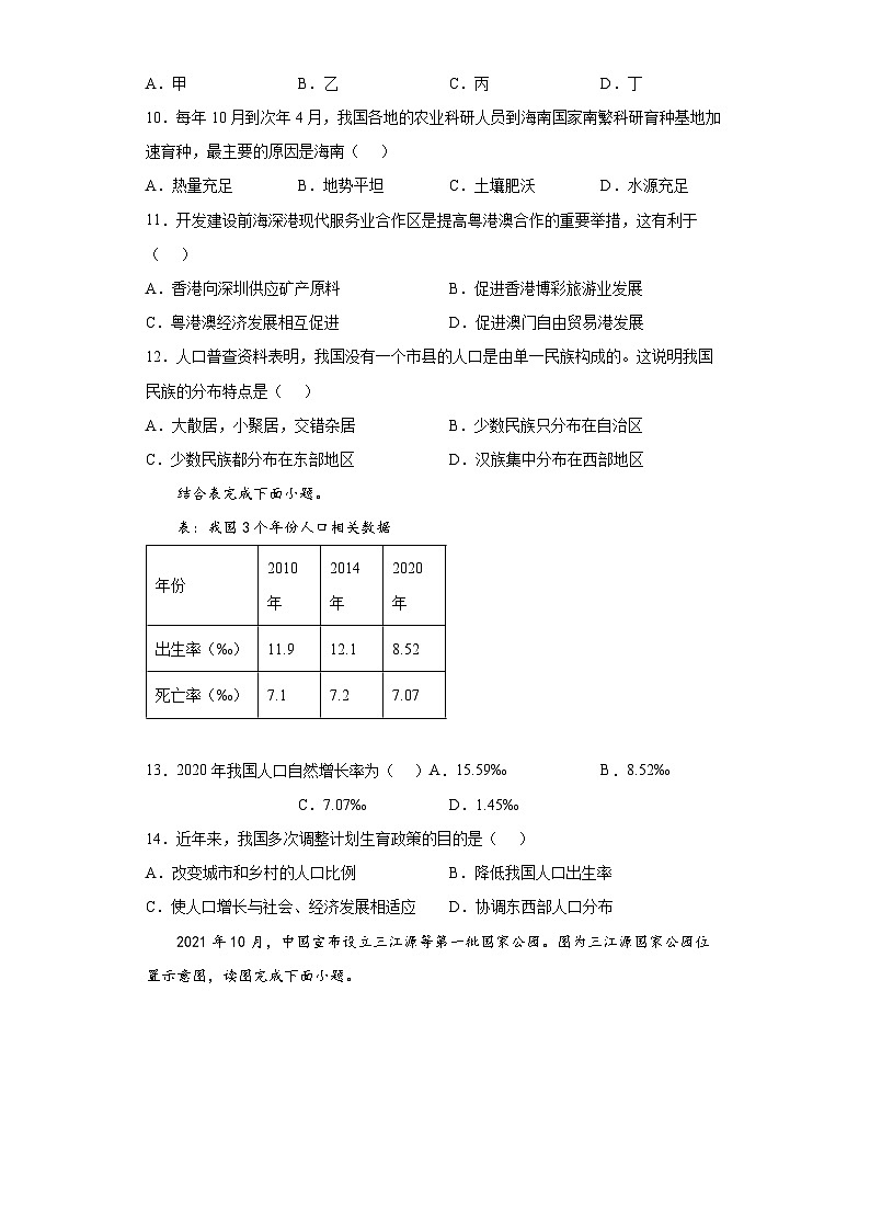 2022年海南省_中考地理真题 含答案和解析第3页