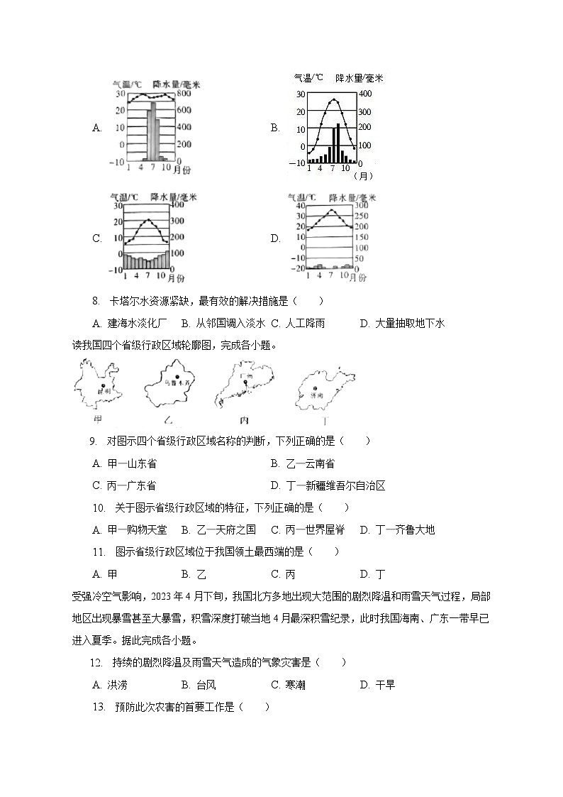 2023年陕西省安康市山阳县中考地理二模试卷（含解析）03