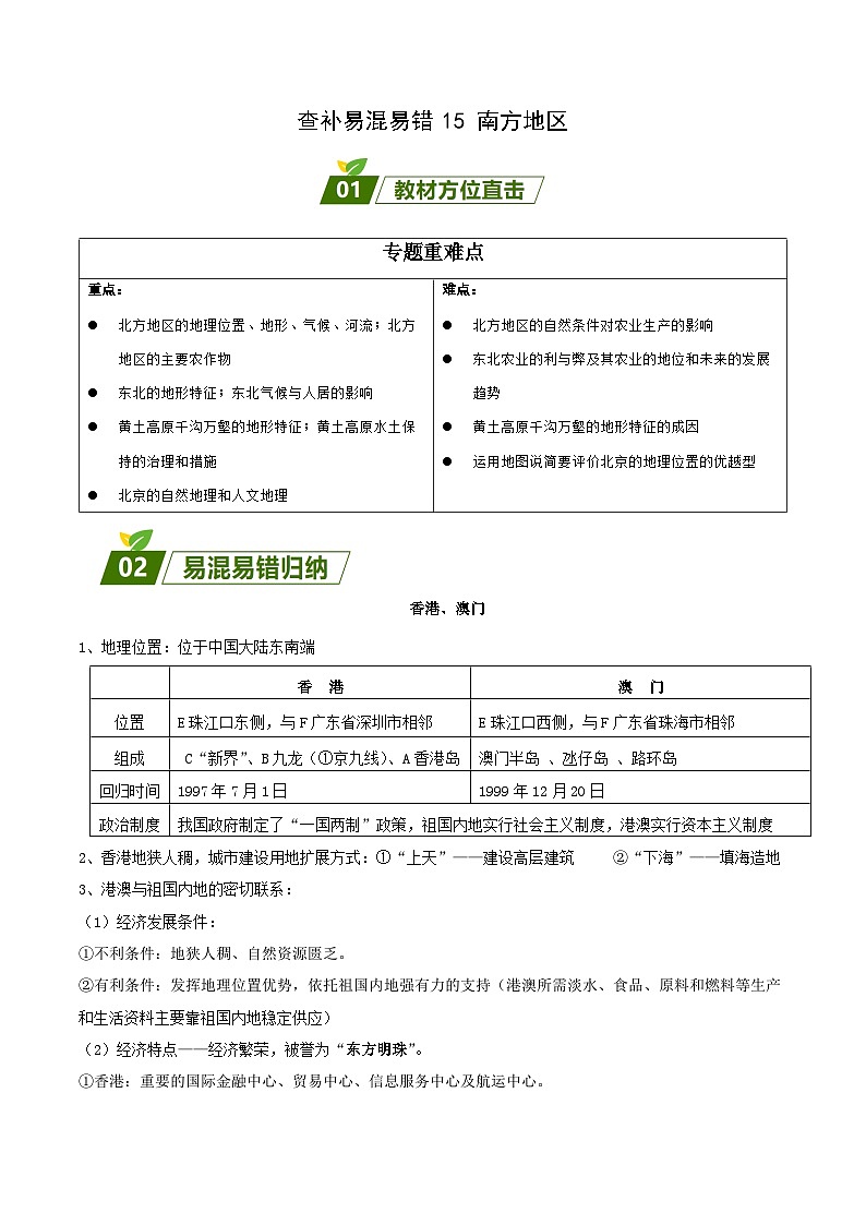 易错点15 南方地区（解析版）第1页