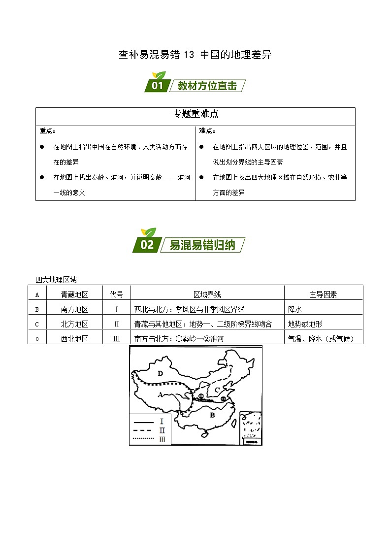 易错点13 中国的地理差异（解析版）第1页