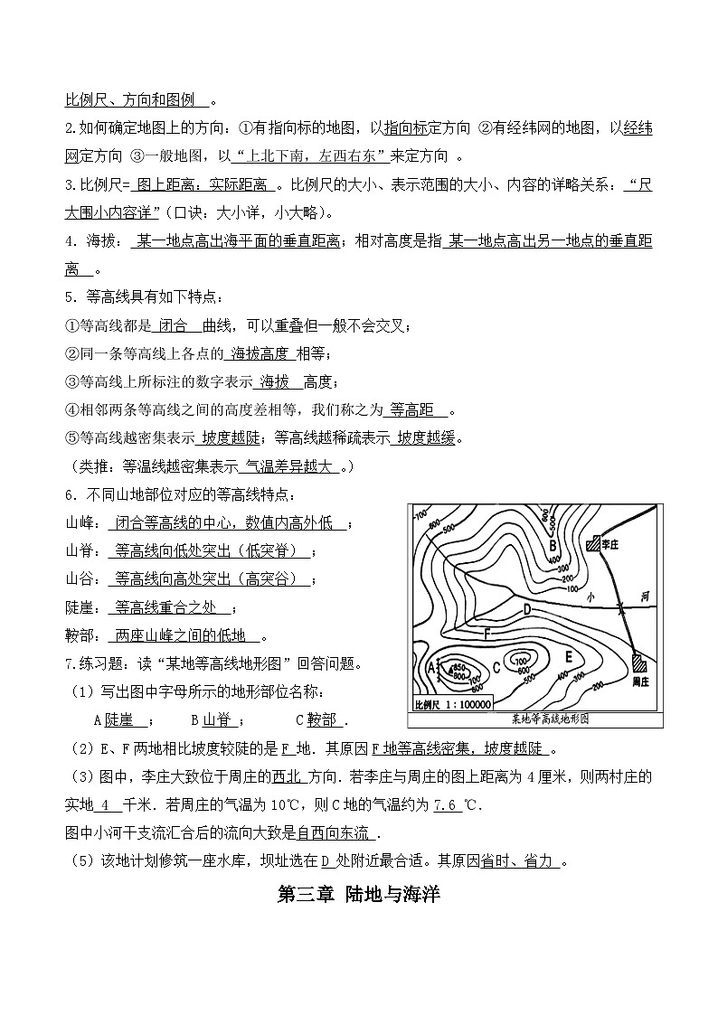 2023年粤教版初中地理会考复习七年级上册——四册填图试与知识点记诵（通用版本）03