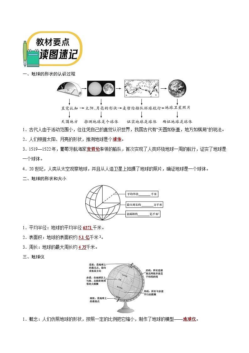 地球与地图——2023年会考初中地理考前教材梳理必背知识点02