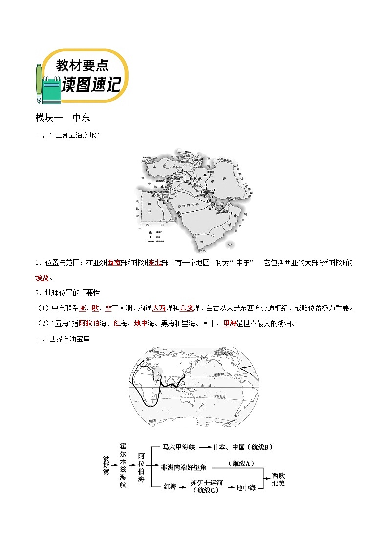 世界初中地理分区——2023年会考初中地理考前教材梳理必背知识点02