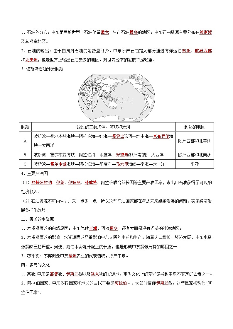 世界初中地理分区——2023年会考初中地理考前教材梳理必背知识点03