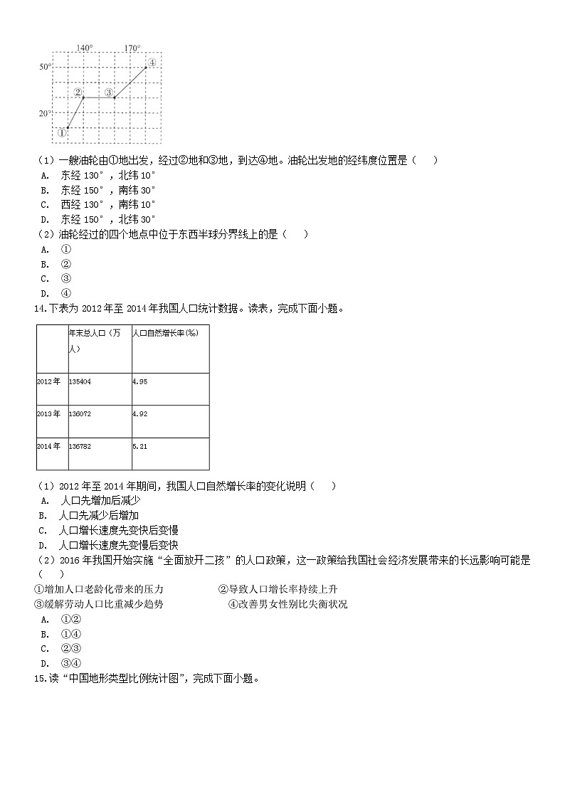 2018北京市东城区初一（上）期末地理含答案第3页