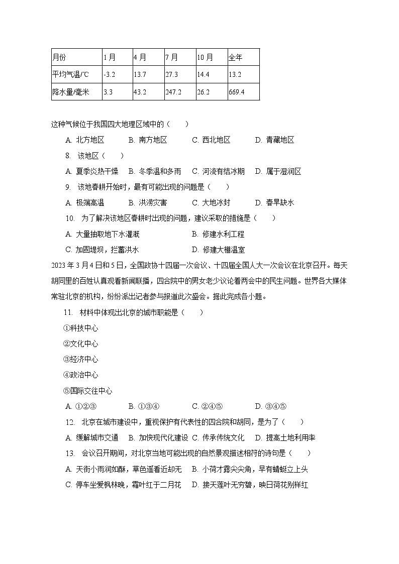 2022-2023学年河北省唐山市开平区八年级（下）期中地理试卷（含解析）第3页