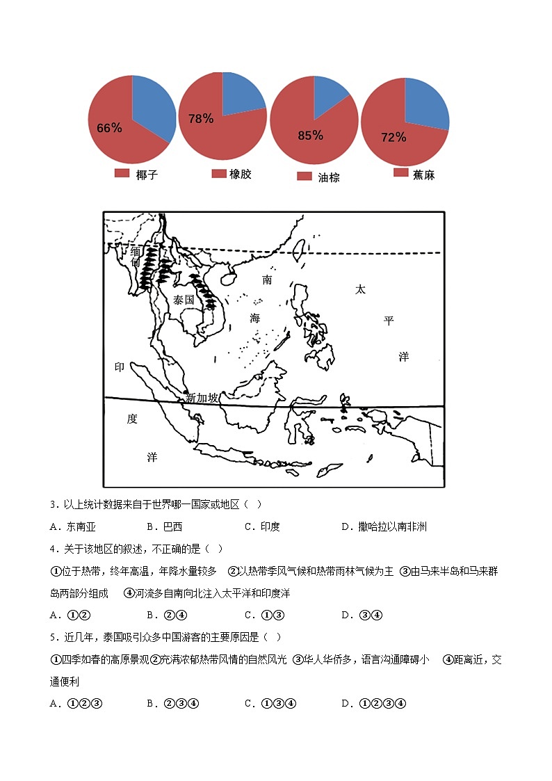 提升卷（商务星球版）2022-2023学年七年级地理下学期期末分层测试卷（原卷版+解析版）02