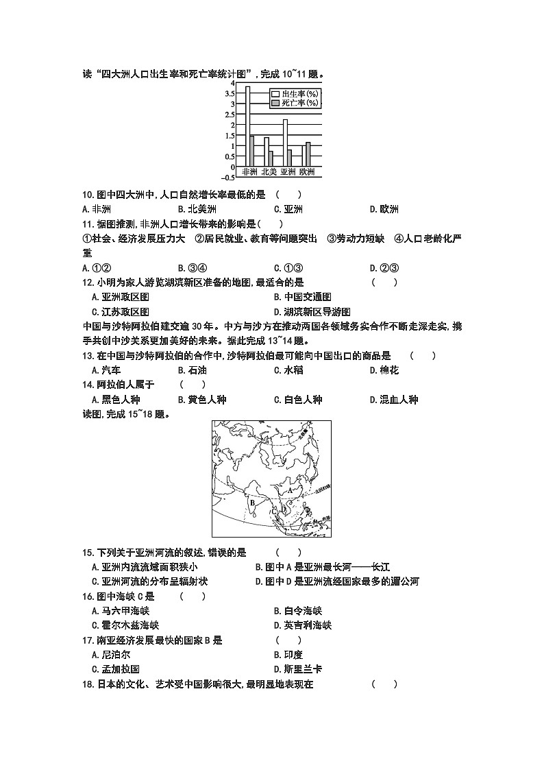 2023年江苏省宿迁市沭阳县中考模拟地理试卷02