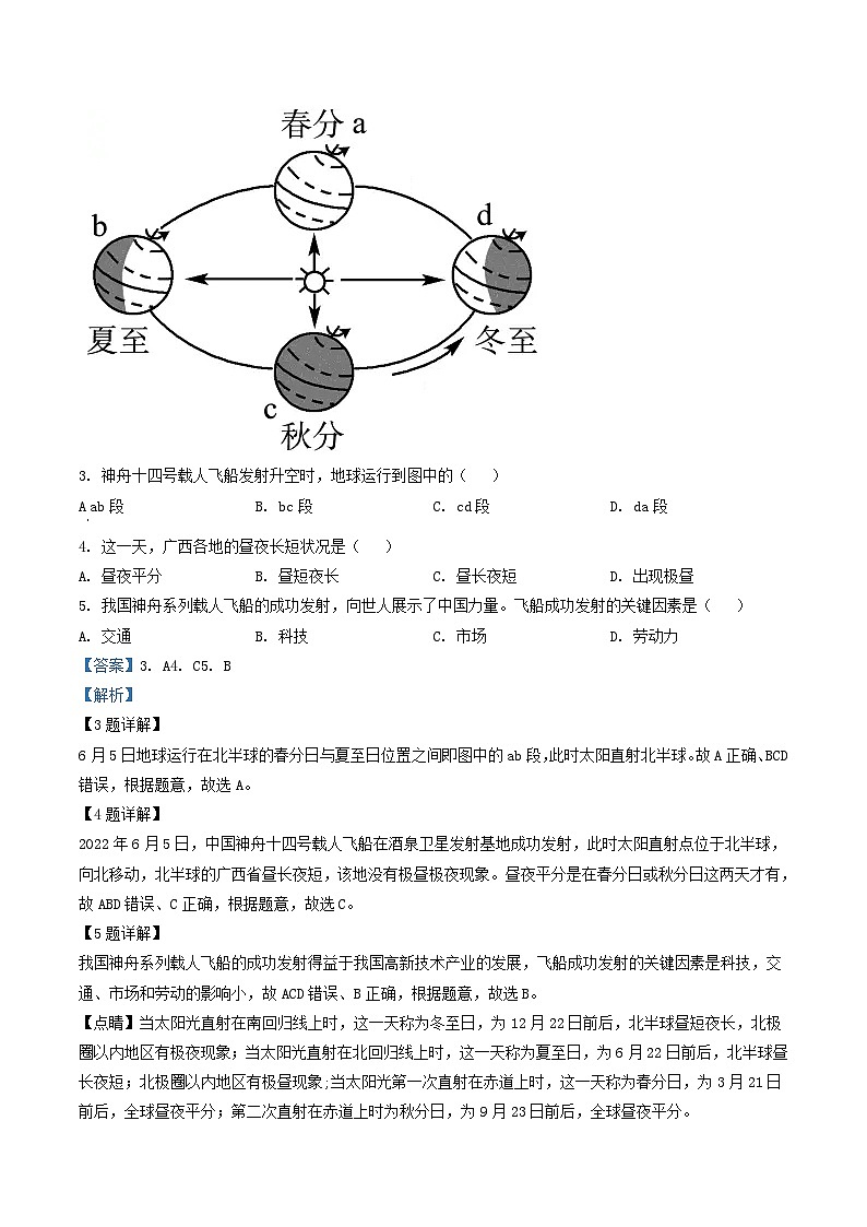 _2022年广西钦州市中考地理真题及答案02