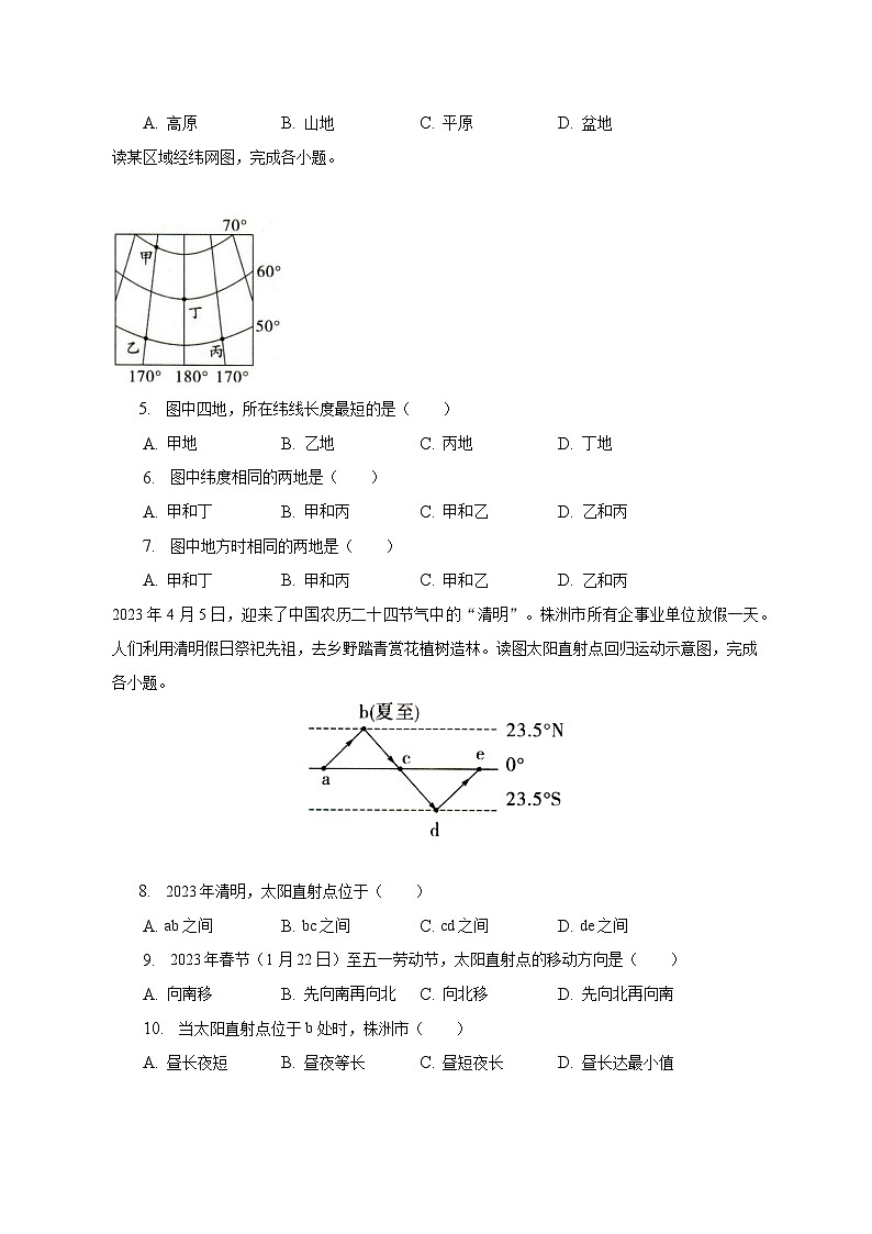 2023年湖南省株洲市渌口区中考地理一模试卷（含解析）02