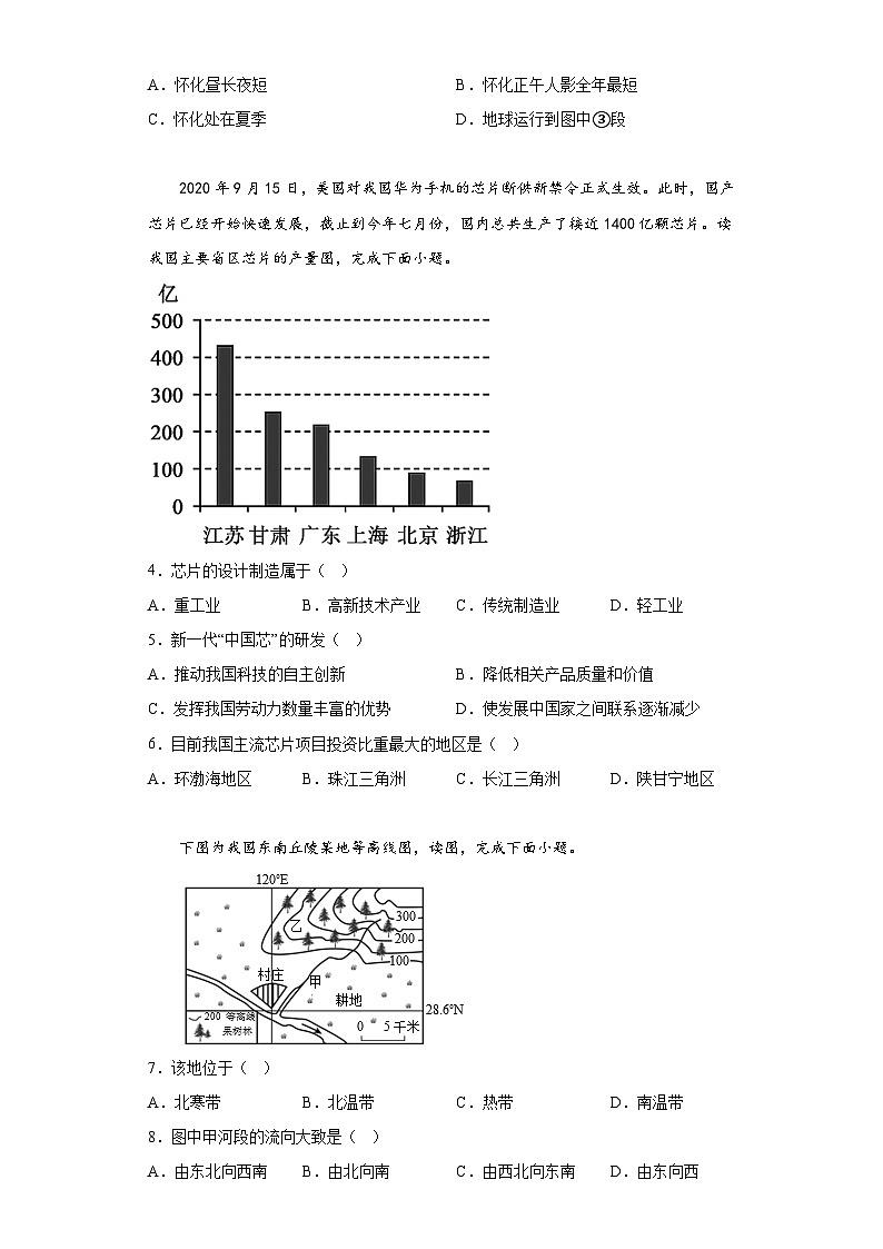 2023年湖南省洪江市实验中学中考三模地理试题（含解析）第2页